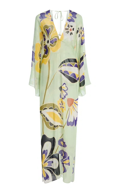 Cala De La Cruz Exclusive La Isla Aysha Georgette Maxi Kaftan In Multi