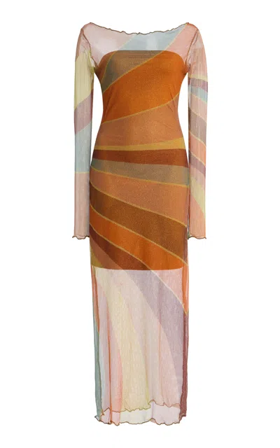 Cala De La Cruz Exclusive La Isla Ursa Sparkling Mesh Midi Dress In Multi