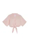 Cala De La Cruz Exclusive Leroy Linen Top In Pink