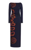 Cala De La Cruz Exclusive Malaga Printed Jersey Maxi Dress In Blue