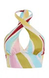 Cala De La Cruz Exclusive Riviera Olivia Linen Top In Multi