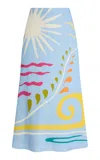 Cala De La Cruz Exclusive Tua Linen Midi Skirt In Blue