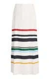 Cala De La Cruz Exclusive Tua Striped Linen Maxi Skirt In White