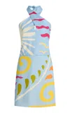 Cala De La Cruz Exclusive Veneta Twisted Linen Mini Dress In Blue