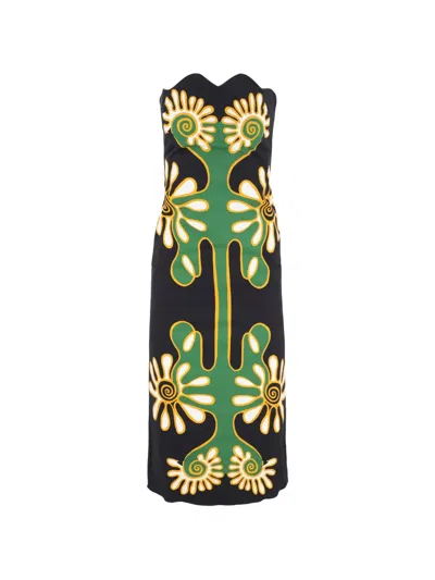 Cala De La Cruz Floral-print Strapless Dress In Multi