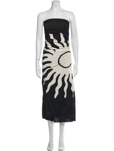 Pre-owned Cala De La Cruz Graphic Print Long Dress In Multi