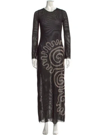 Pre-owned Cala De La Cruz Graphic Print Long Dress In Multicolor