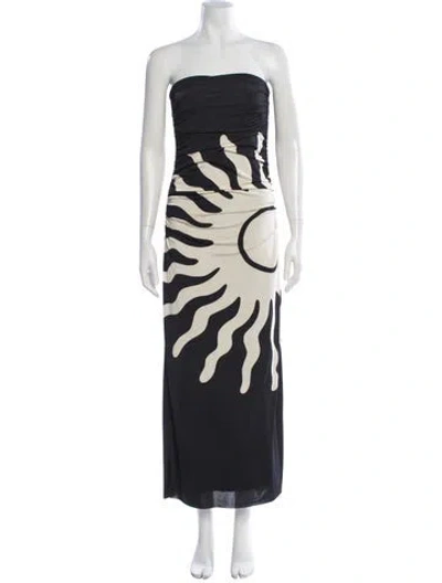 Pre-owned Cala De La Cruz Graphic Print Long Dress W/ Tags In Multi