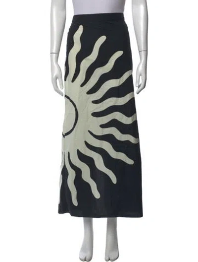 Pre-owned Cala De La Cruz Graphic Print Long Skirt In Multicolor