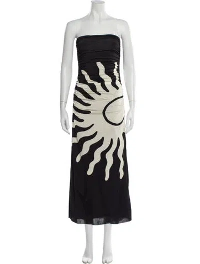 Pre-owned Cala De La Cruz Graphic Print Midi Length Dress In Multi
