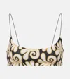 Cala De La Cruz Isla Printed Bikini Top In Black