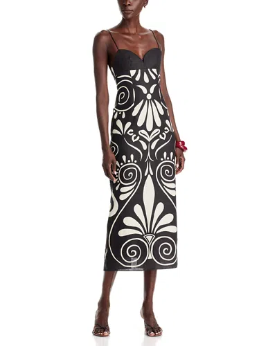 Cala De La Cruz Juneau Linen Printed Midi Dress In Multi