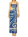 Cala De La Cruz Kim Maxi Dress In Malibu Azul In Multi