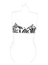 Cala De La Cruz Leaf-print Bikini Top In Black