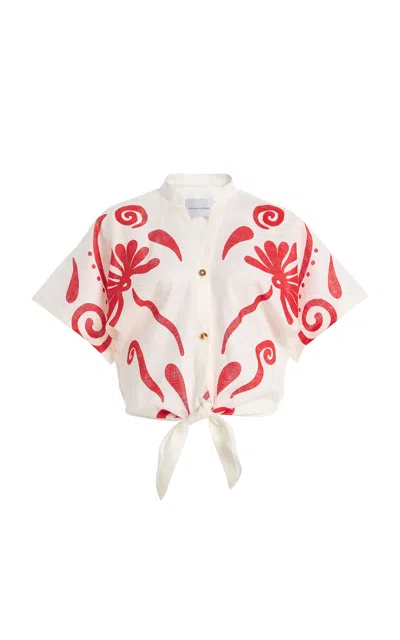 Cala De La Cruz Leroy Linen Top In White