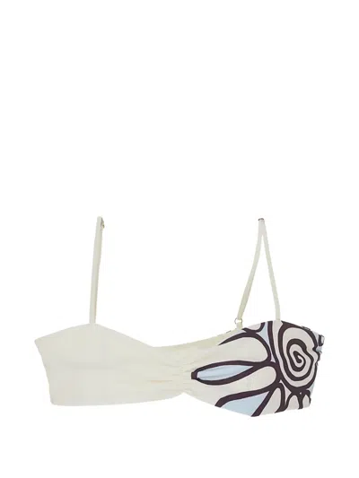 Cala De La Cruz Lilo Gathered Sweetheart-neck Bikini Top In Neutral