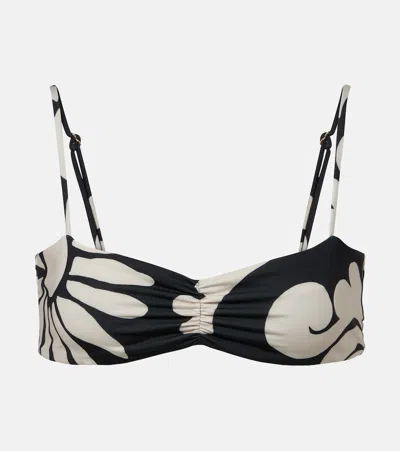 Cala De La Cruz Lilo Printed Bikini Top In Black