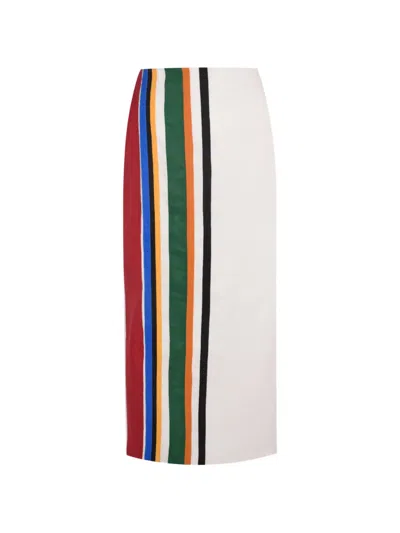 Cala De La Cruz Lima Appliqué-stripe Pencil Skirt In Neutral