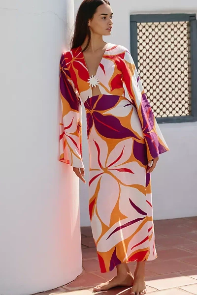 Cala De La Cruz Linen Calabria Dress In Multi