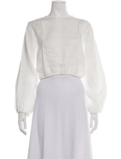 Pre-owned Cala De La Cruz Linen Crew Neck Crop Top W/ Tags In Neutrals