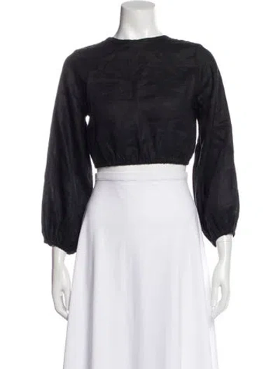 Pre-owned Cala De La Cruz Linen Crew Neck Crop Top W/ Tags In White