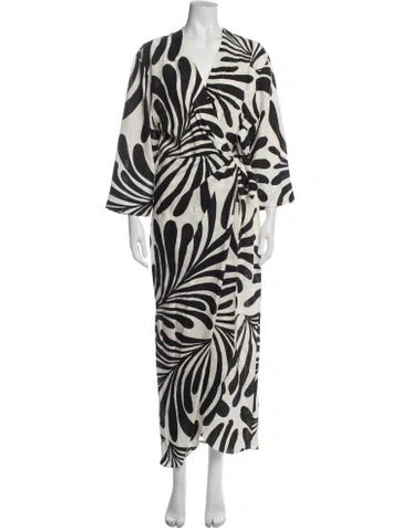 Pre-owned Cala De La Cruz Linen Long Dress In Black