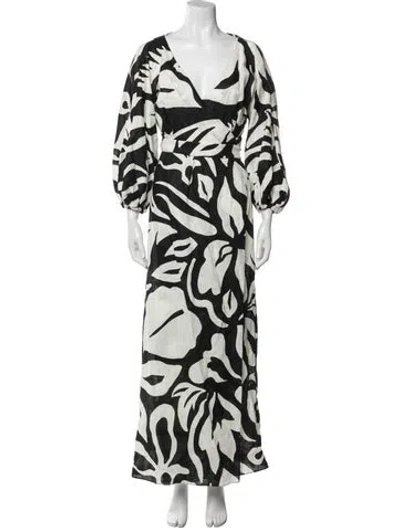 Pre-owned Cala De La Cruz Linen Long Dress In Green