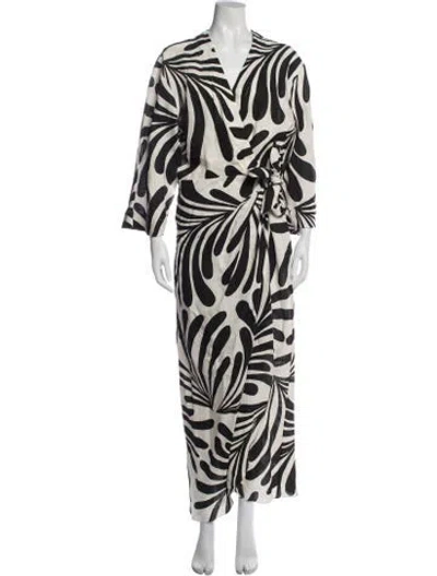 Pre-owned Cala De La Cruz Linen Long Dress In Multi