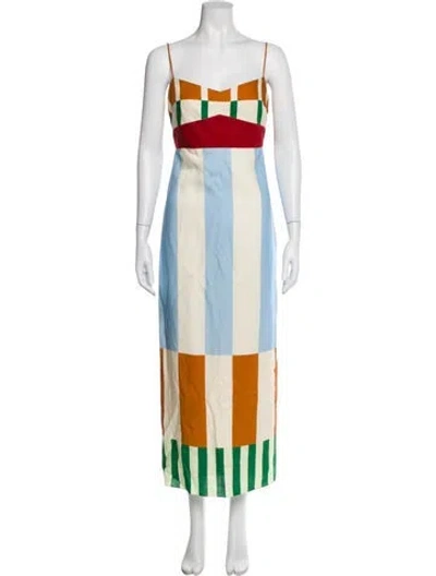 Pre-owned Cala De La Cruz Linen Long Dress In Neutral