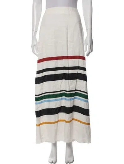 Pre-owned Cala De La Cruz Linen Long Skirt In White
