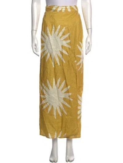 Pre-owned Cala De La Cruz Linen Long Skirt In Yellow