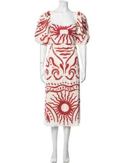 Pre-owned Cala De La Cruz Linen Midi Length Dress In Neutral