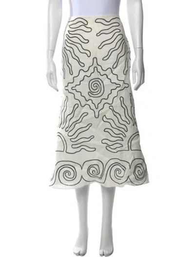 Pre-owned Cala De La Cruz Linen Midi Length Skirt In Multi