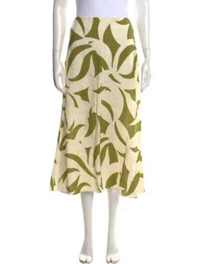Pre-owned Cala De La Cruz Linen Midi Length Skirt In Yellow