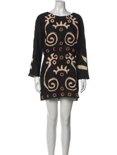 Pre-owned Cala De La Cruz Linen Mini Dress In Black