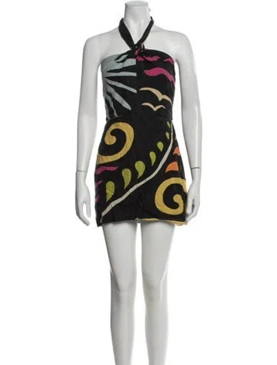 Pre-owned Cala De La Cruz Linen Mini Dress In Black
