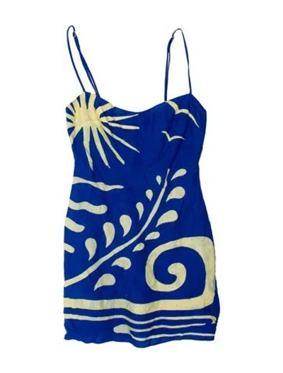 Pre-owned Cala De La Cruz Linen Mini Dress In Blue