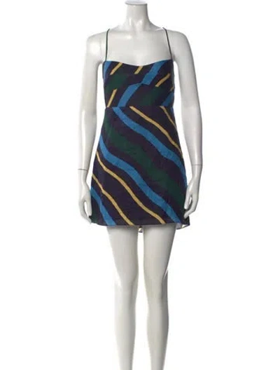 Pre-owned Cala De La Cruz Linen Mini Dress In Blue