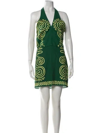 Pre-owned Cala De La Cruz Linen Mini Dress In Green