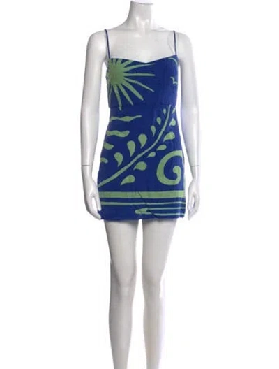 Pre-owned Cala De La Cruz Linen Mini Dress In Multicolor