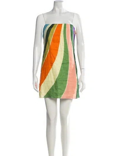 Pre-owned Cala De La Cruz Linen Mini Dress In Multicolor