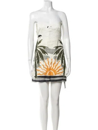 Pre-owned Cala De La Cruz Linen Mini Dress In Neutrals