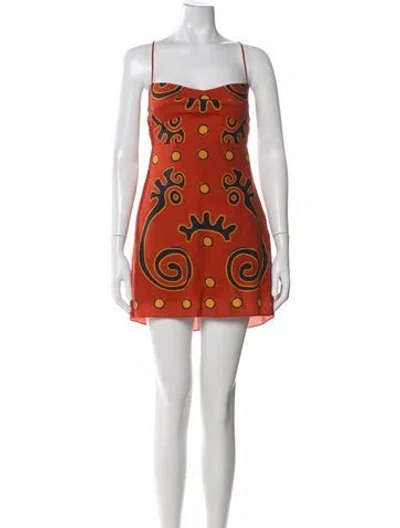Pre-owned Cala De La Cruz Linen Mini Dress In Orange