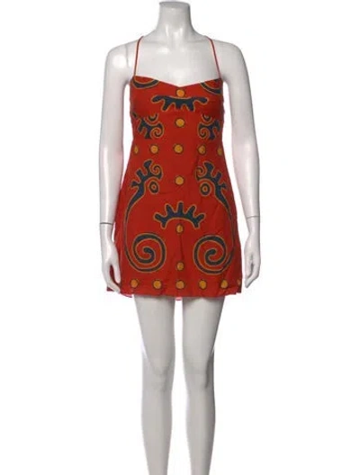 Pre-owned Cala De La Cruz Linen Mini Dress In Orange