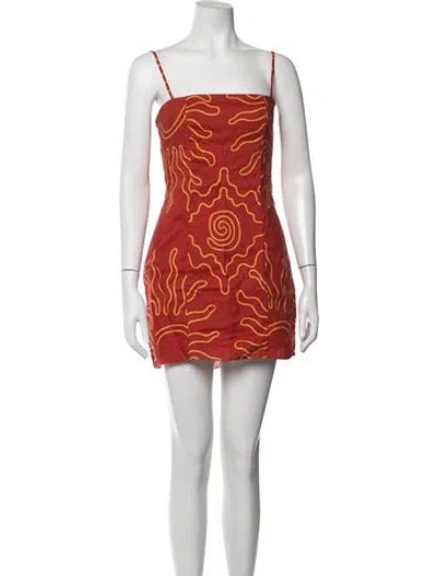 Pre-owned Cala De La Cruz Linen Mini Dress In Orange