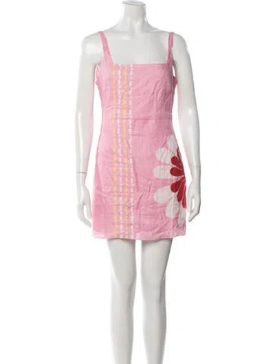 Pre-owned Cala De La Cruz Linen Mini Dress In Pink