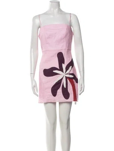 Pre-owned Cala De La Cruz Linen Mini Dress In Pink