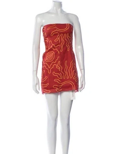 Pre-owned Cala De La Cruz Linen Mini Dress In Red