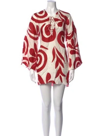 Pre-owned Cala De La Cruz Linen Mini Dress In Red