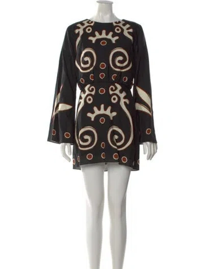 Pre-owned Cala De La Cruz Linen Mini Dress W/ Tags In Black